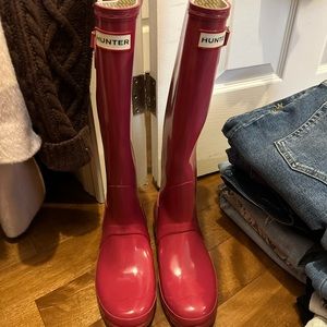 Pink tall Hunter Boots